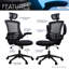 Fauteuil de direction moderne haut dossier en filet avec appui-tête et accoudoirs rabattables Techni Mobile-29470330