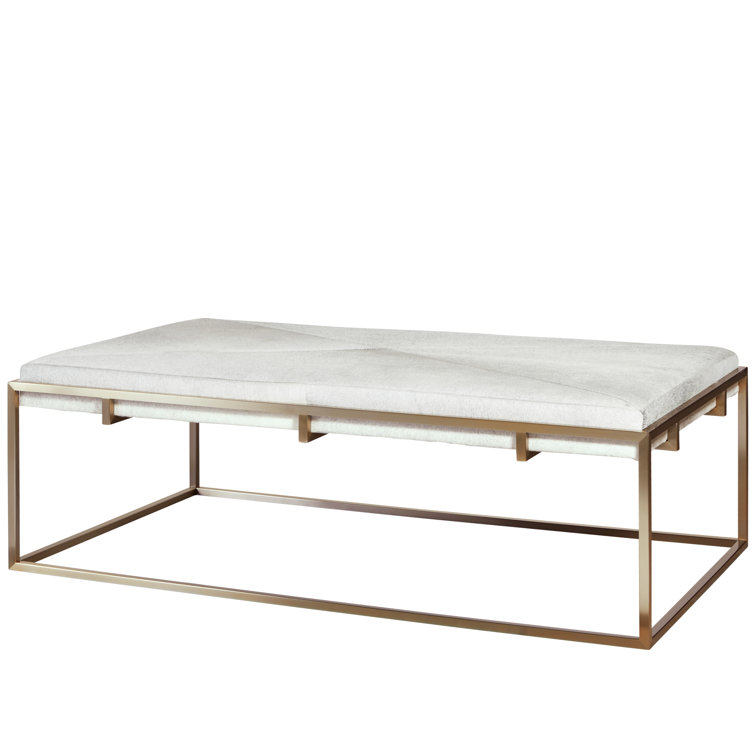 Travers 58" Wide Genuine Leather Tufted Rectangle Cocktail Ottoman