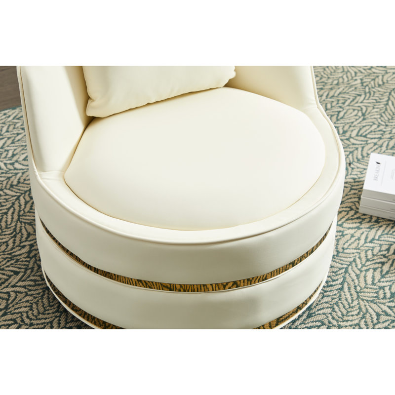 Chaise pivotante à 360 °, rembourrée de velours doux. Base en acier inoxydable. Pour le salon, la chambre à coucher, le bureau. Blanc; instructions d'assemblage faciles à utiliser