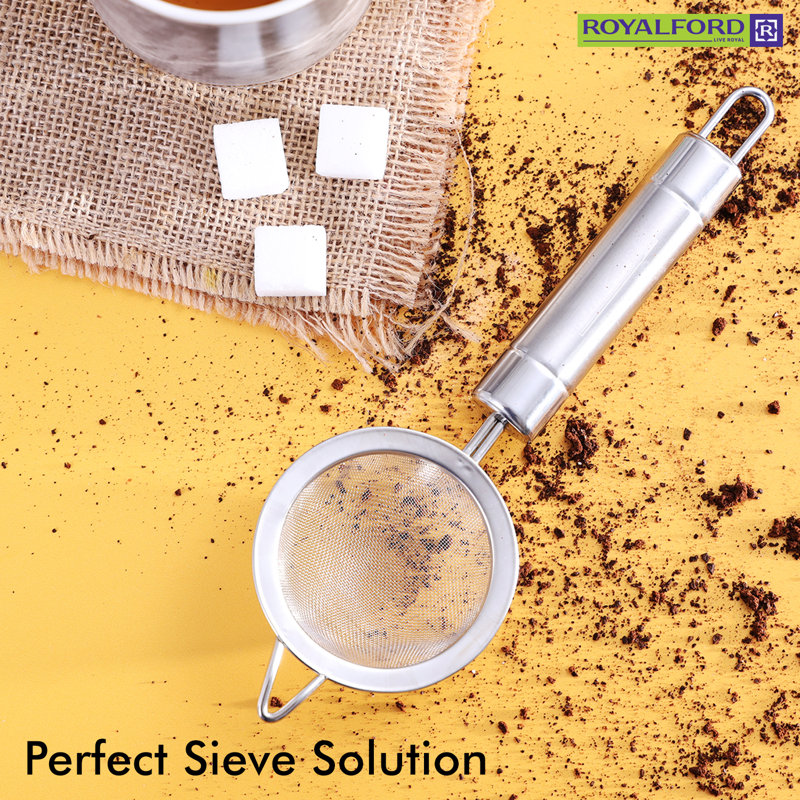 ROYALFORD Stainless Steel Tea Strainer, 7.2cm H x 12cm W x 6cm D
