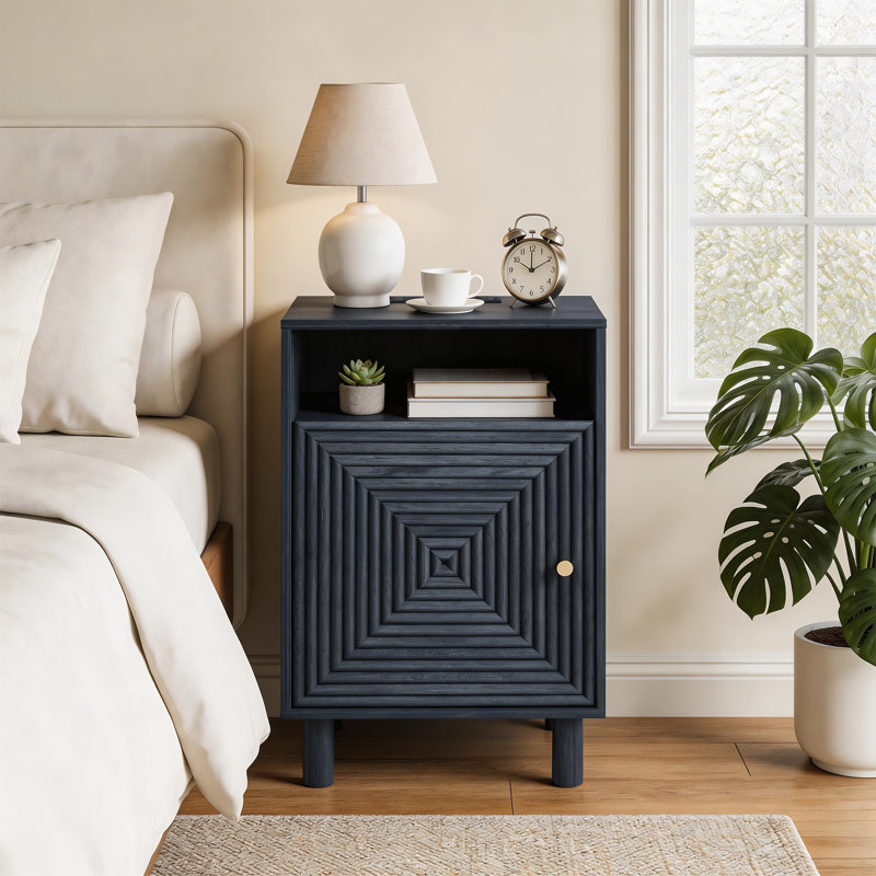 Table de chevet Chanson avec 1 port USB, 2 prises et 1 port Type-C, Noir