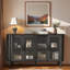 Buffet moderne avec portes en verre et tablettes réglables-1466145754