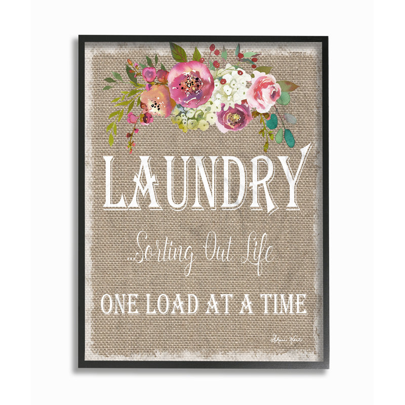 «Floral Laundry Sorting Life», reproduction d'art textuel sur toile, Giclée encadrée noir minuit, H 14 po x l 11 po