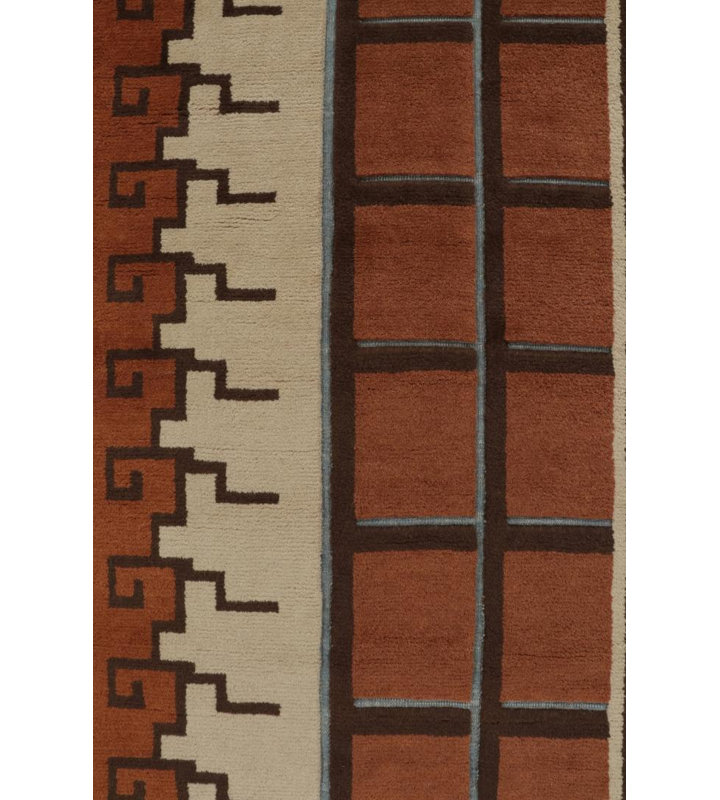 Scandinavian Hand Knotted Wool Geometric Area Rug, Rectangle 10' x 14'