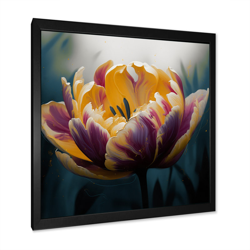 «Yellow Graceful Tulip II» sur toile, Cadre photo noir, H 16 po x l 16 po x P 1 po