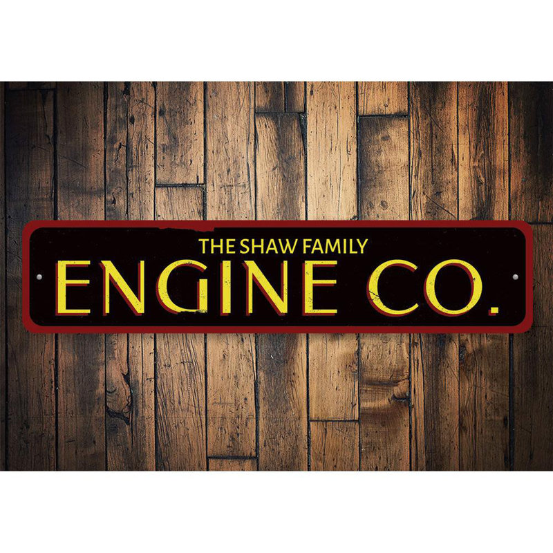 Enseigne en aluminium Engine Company, H 4 po x l 18 po x P 0,04 po