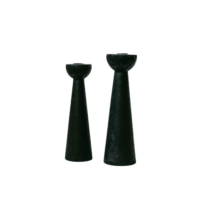 Grand porte-bougie en bois noir, H 11,5 po x l 3,5 po x P 3,5 po