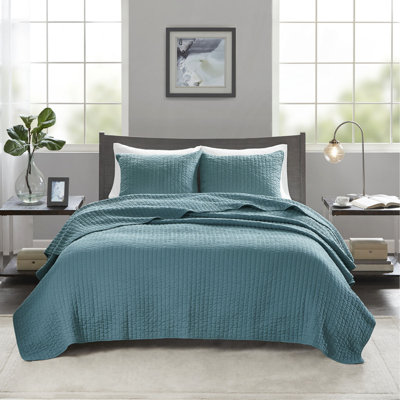 Ensemble de courtepointe 2 pièces bleu sarcelle simple / simple TG