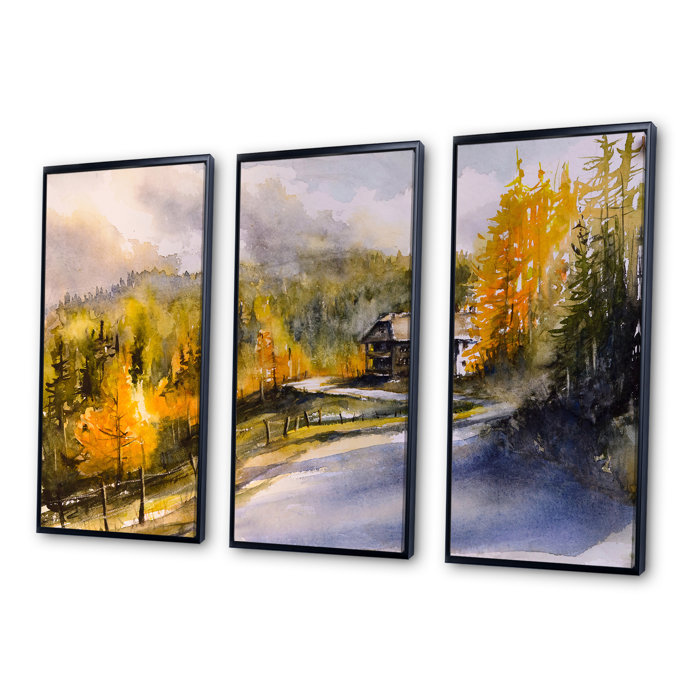 Loon Peak® Autumn Landscape With Yellow Orange, Green Trees Framed On ...