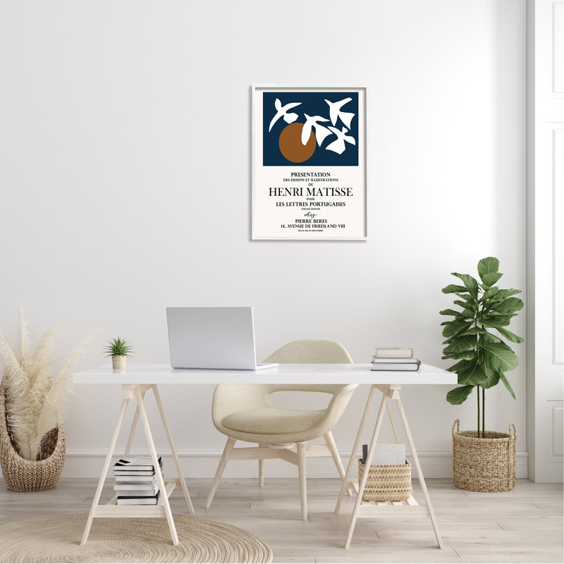 Flyer de collage historique soleil matisse, L 24 po x H 24 po, Giclée encadrée blanc bord de mer