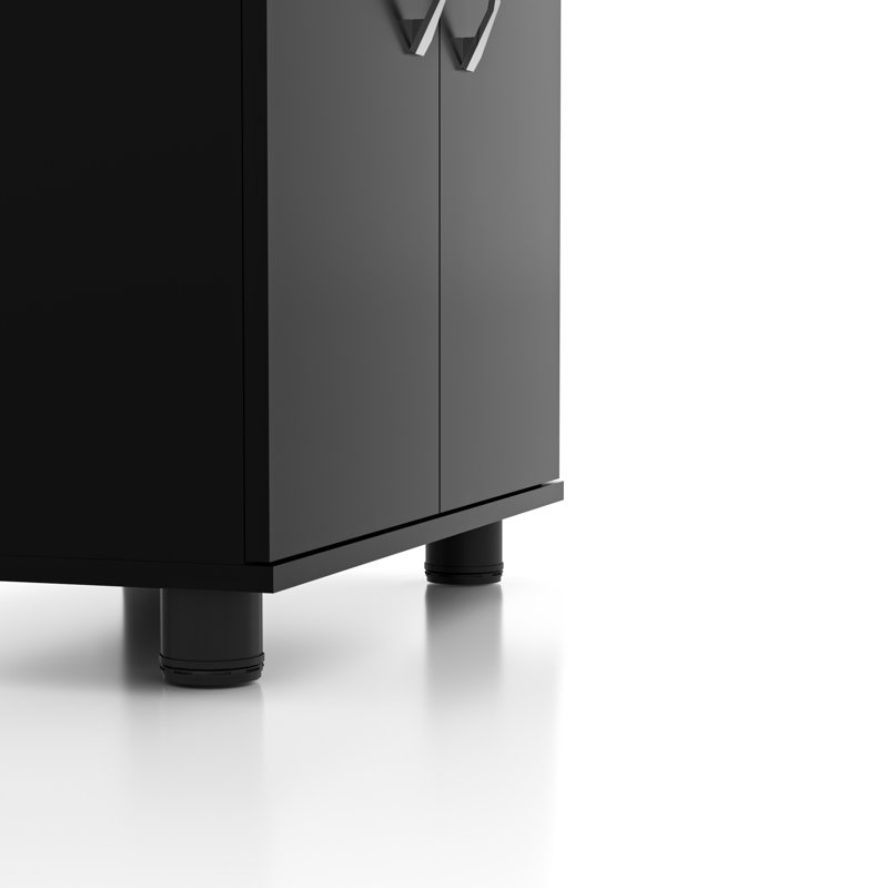 24"W Base Storage Cabinet With 1 Drawer and 2 Doors, Black