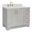 Meuble-lavabo simple en bois massif gris de 43 po avec plateau en marbre de Carrare de 1,5 po Freitas-718851066-718851061-685202059