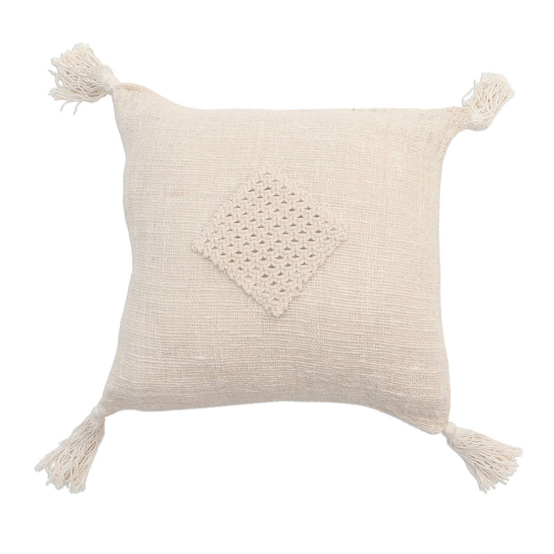 Housse de coussin en coton tissé Novica