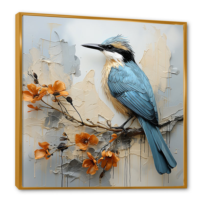 Blue Bird Minimalisme Fleurs II, reproduction d'art sur toile, H 30 po x l 30 po x P 1 po, Or