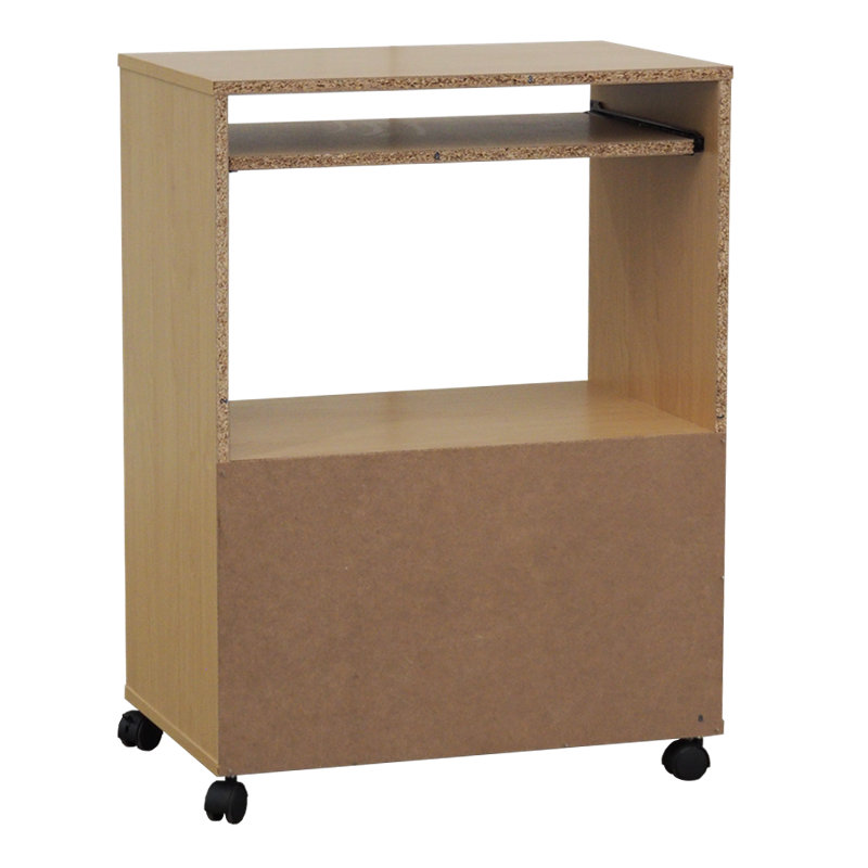 Arm?ns Microwave Cabinet with Storage and Upper Pull Out Shelf - 2 Door Cabinet Kitchen Storage Cart - Laminate Wood Kitchen Cart with Lockable Castors Wheels
