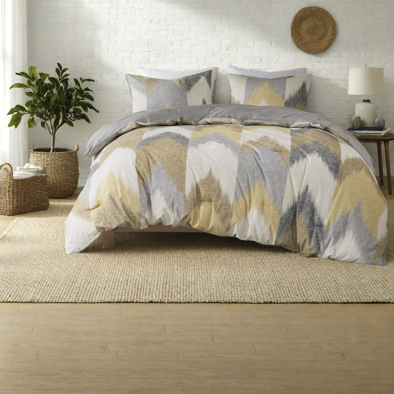 Ensemble de literie de qualité supérieure, coton hypoallergénique, style chevron moderne pour la maison
