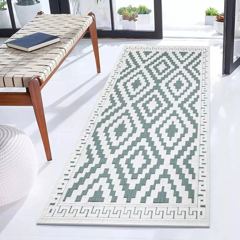 Avon Rug Cream Emerald Large Area Rug, Non Slip Hallway Runner, Soft Carpet Door Mat for Living Room, Bedroom & Kitchen