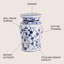 Tabouret de jardin Cherry Blossom de 18 po en céramique traditionnelle bleue et blanche à motif floral chinois, table d'appoint de patio intérieur / extérieur, siège d'appoint et table de bout-967741633