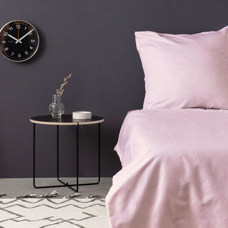 Ensemble de housse de courtepointe en satin, Rose clair, Housse de couette simple + 1 taie d'oreiller