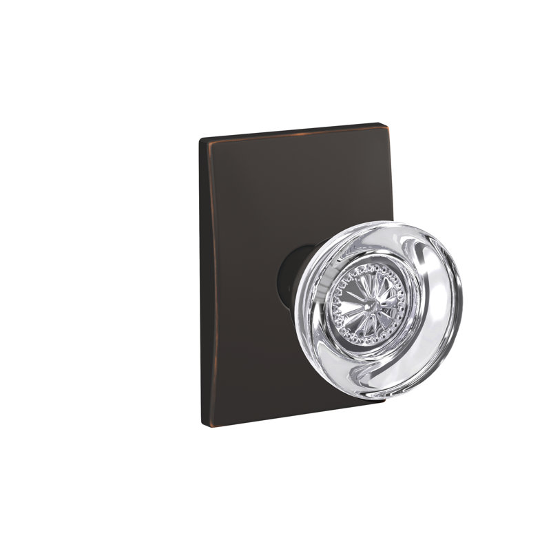Hobson Non-Turning Glass Knob with Century Trim, Aged Bronze