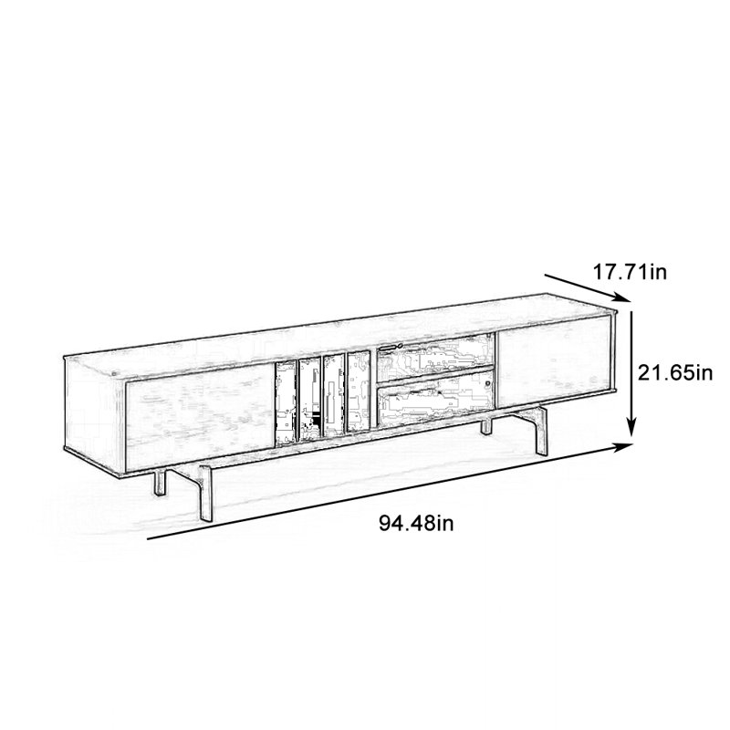 Open Storage TV Console w/ Pull-Out Drawers
