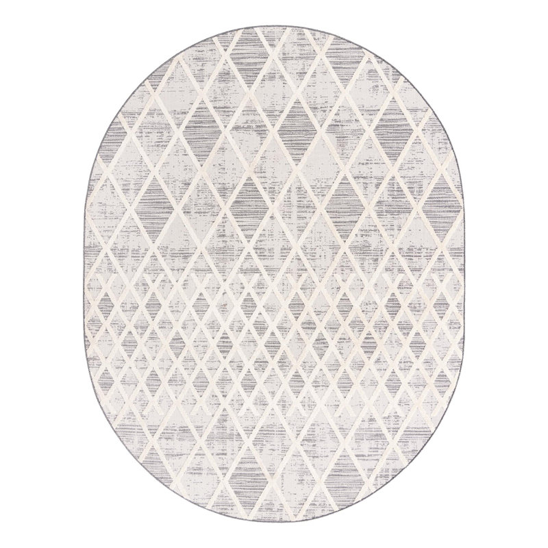 Groton gris / Gray Damion, Oval 7'10" x 10'