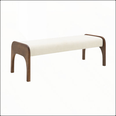 Banc long rembourré en chenille de 50,25 pouces avec pieds en bois massif, parfait pour les repas et les vestibules modernes