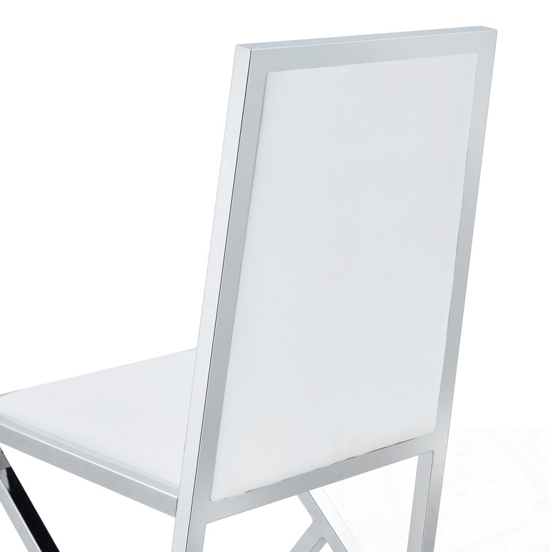 Ensemble de 2 chaises de salle à manger en polyuréthane avec pieds en métal., Blanc
