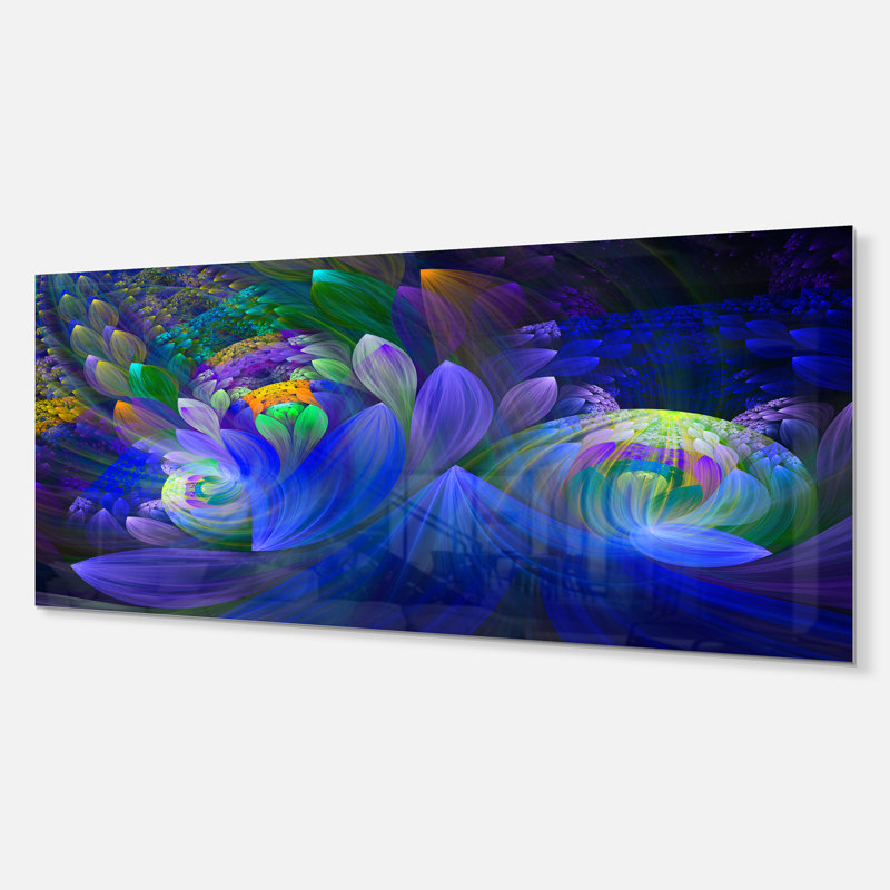 " Blue Fractal Flower Bouquet ", 12" H x 28" W x 2" D