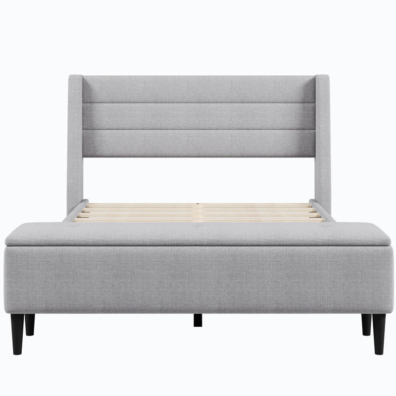 Chatmon Upholstered Storage Tywain Frame With Storage Ottoman Bench, Grey