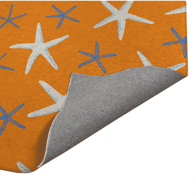 Starfish Decorative Outdoor Rug, Rectangle 4' x 6', Orange