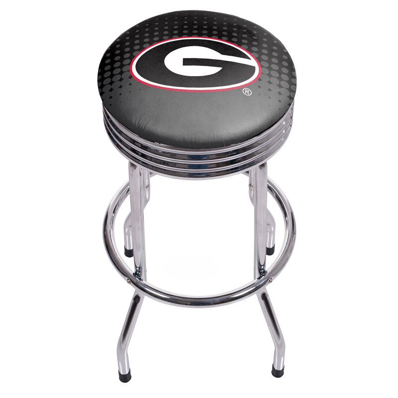 NCAA Swivel Upholstered Counter Stool, Chrome, Black