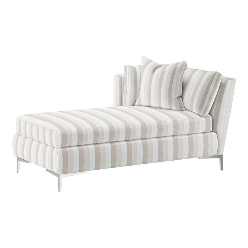 Aiden Chaise Lounge, Polished Stainless, Left Hand Facing, Bond Linen (Performance fabric) 1086-92