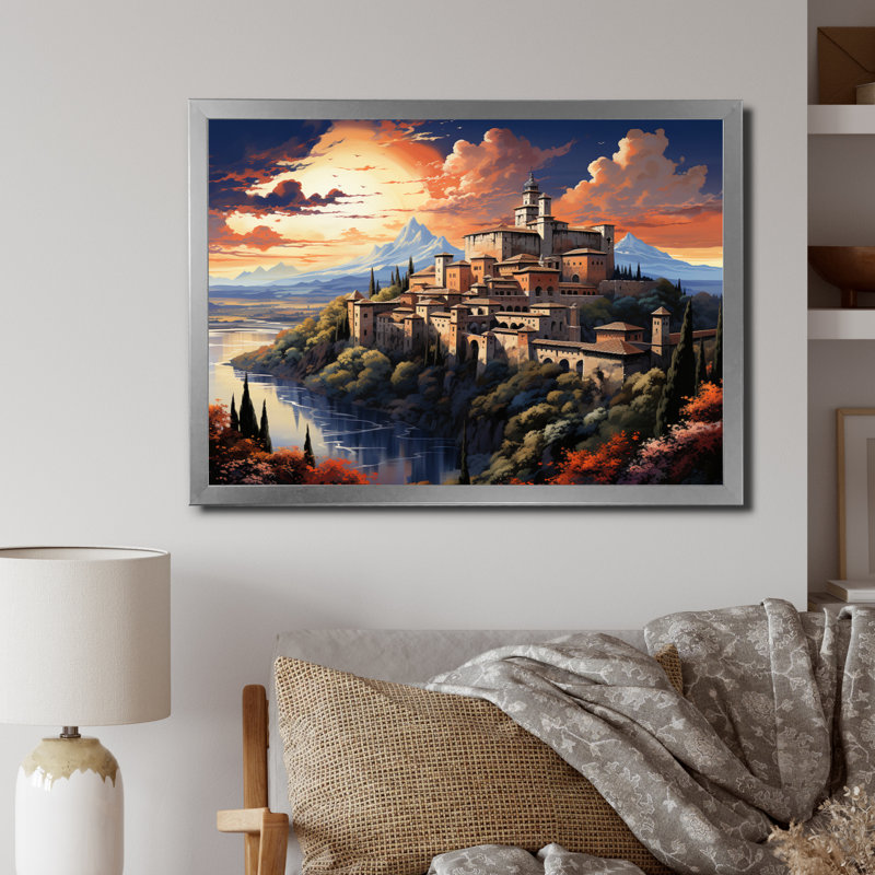 Spain Alhambra Palace In Granadain - Architecture Wall Decor, Cadre simple argenté, H 12 po x l 20 po x P 1 po