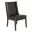 Ensemble de 2 chaises d'appoint de salle à manger Ally, bois brun noyer, similicuir noir