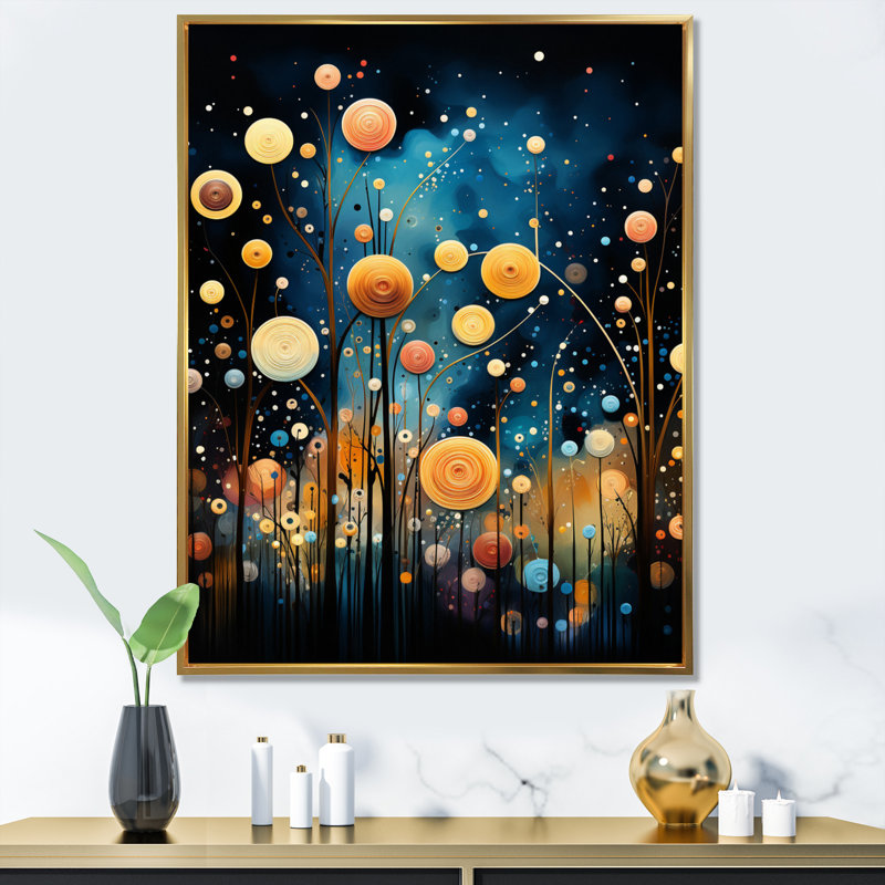 "Blue Odyssey" abstrait bleu sur toile, H 20 po x l 12 po x P 1 po, Cadre flottant doré
