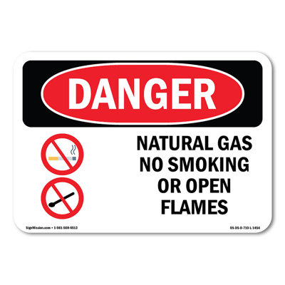 Natural Gas No Smoking Or Open Flames  Aluminum Sign 10" X 7"