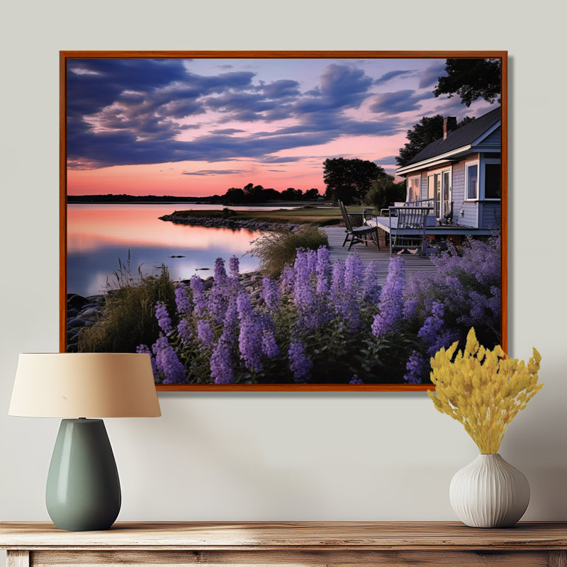 Vade mauve Lakehouse Serenade, H 12 po x l 20 po x P 1 po, Cadre flottant brun