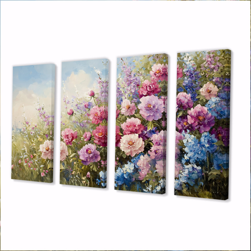 Paysage campagnard fleur de pivoines et de fleurs sauvages I - art mural - décoration murale traditionnelle, 4
