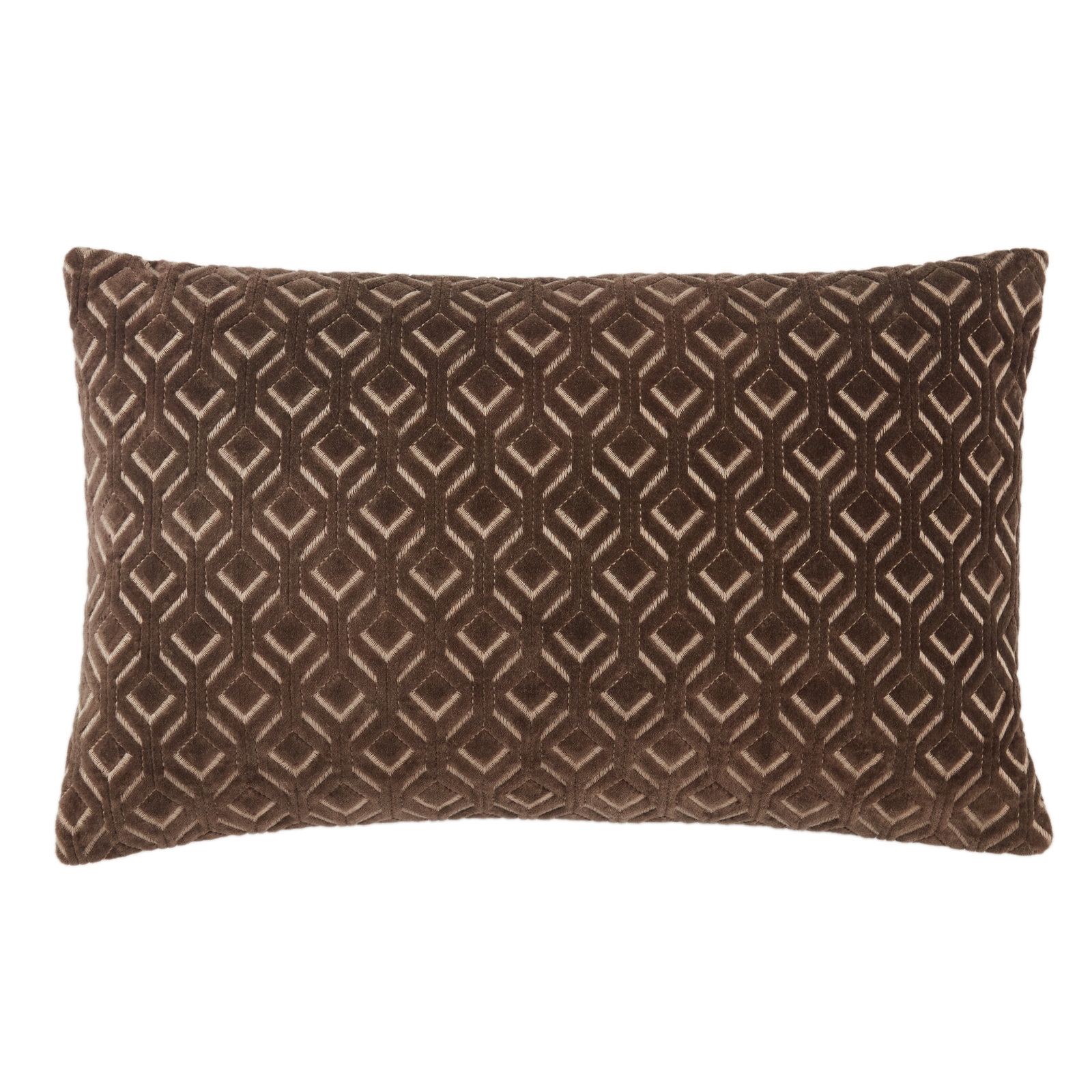 Ryans Embroidered Cotton Lumbar Throw Pillow, Down, Dark Taupe, Rectangle 13" H x 21" W