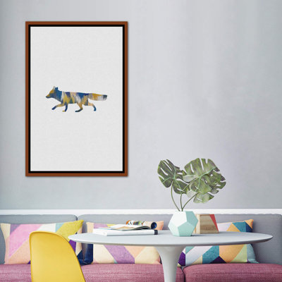 Renard bleu et jaune - impression d'art graphique
