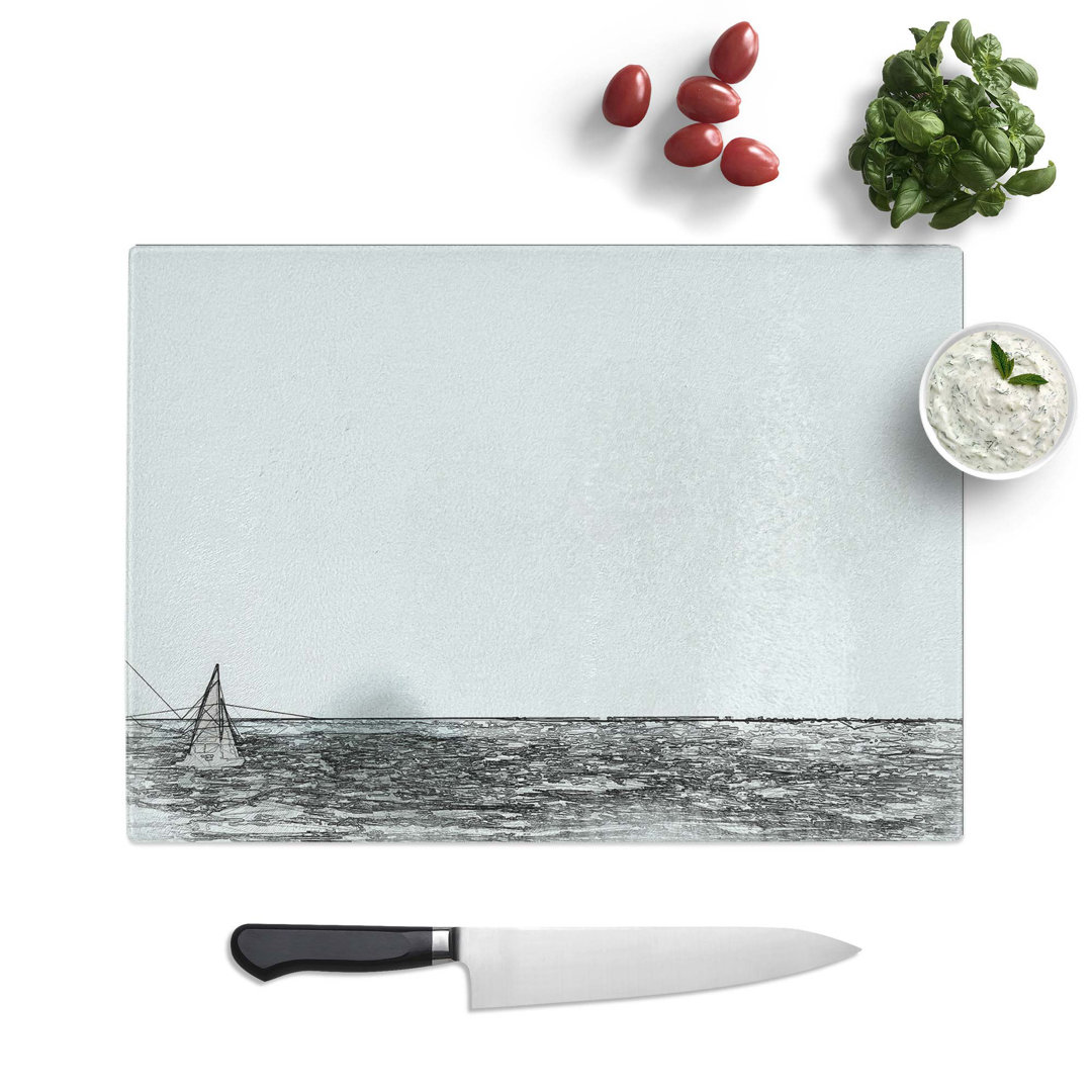 Tempered Glass Sailing on the Ocean Chopping Board