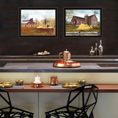 Art mural décorations d'automne de Decor 4U. 2. Thème de la vie à la ferme. Cadre noir pour la maison. Salon, chambre à coucher. Bois multicolore + papier. 2 po Hauteur du colis. Fabriqué à la main. Fade - 2 Art By 4U. Poids de 6 lb.