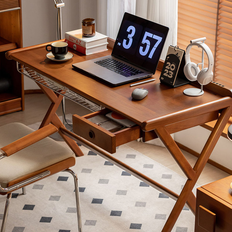 Bureau rétro en bois massif de style japonais
