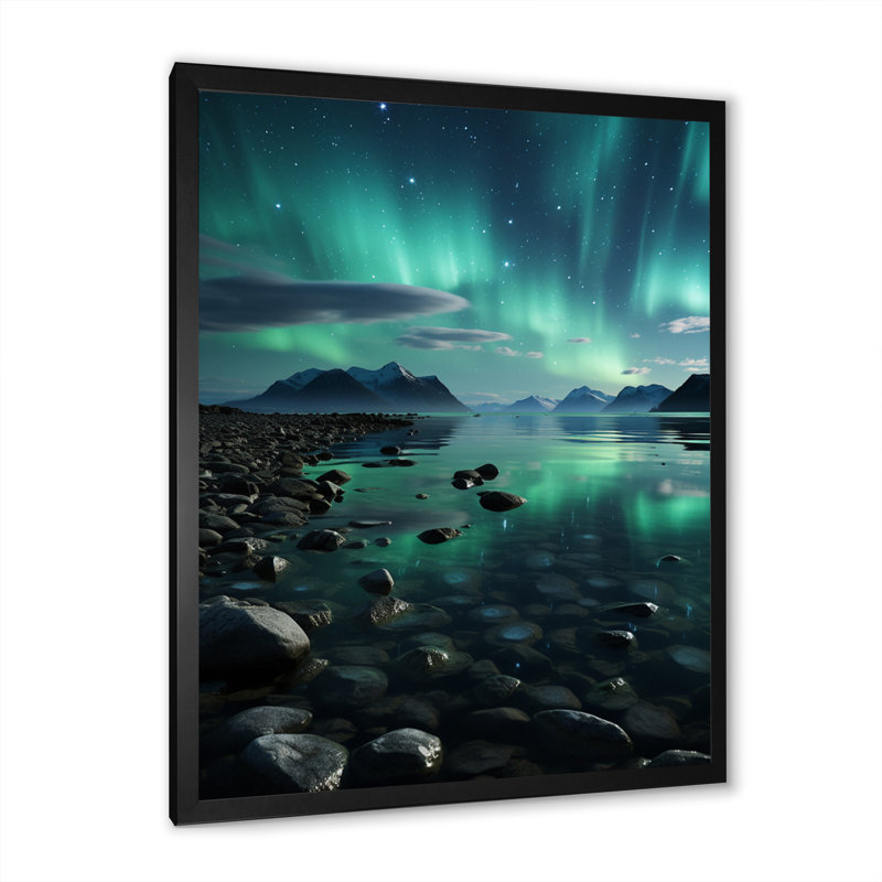 Avenir Aurora Borealis Aurora Symphony III - reproduction d'art sur toile, Cadre simple noir, H 20 po x l 12 po x P 1 po