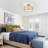 Modern Drum Linen Semi Flush Mount Ceiling Light Fixture-197076698
