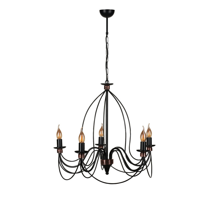 Lustre traditionnel / classique à 5 lumières de style bougie Langleyville, Noir