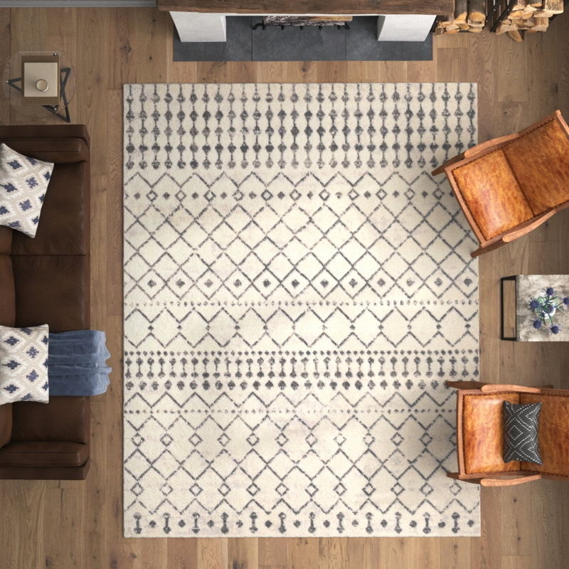 Canisha Southwestern Black/Ivory Area Rug, Rectangle 7'10" x 10'