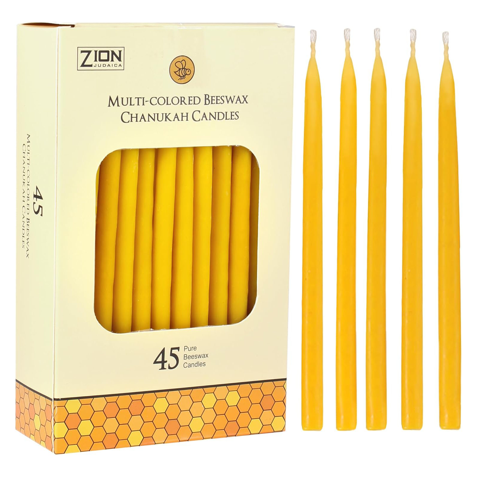 Natural Beeswax Long Deluxe Hanukkah Candles