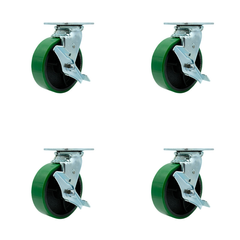 4-Piece Polyurethane and Steel Caster Set
